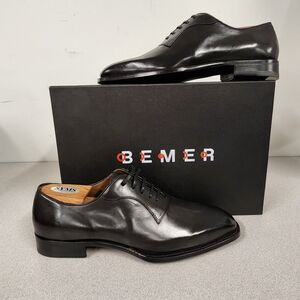 New Mario Bemer Firenze Oxford Black Leather Made In Italy Size EU 44 Box/Bags